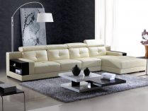 Sofá chaise longue de cuero blanco moderno